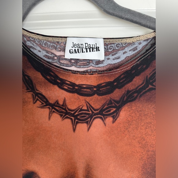 Jean Paul Gautier The Long Ebony Body Tattoo Dress Dark Nude Size S - Picture 4 of 16